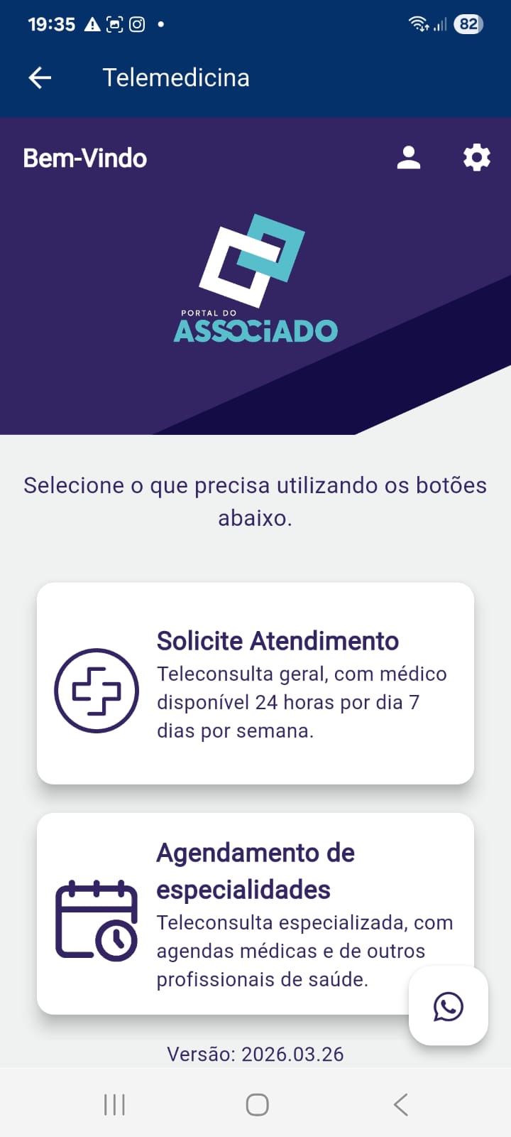 Tela do app
