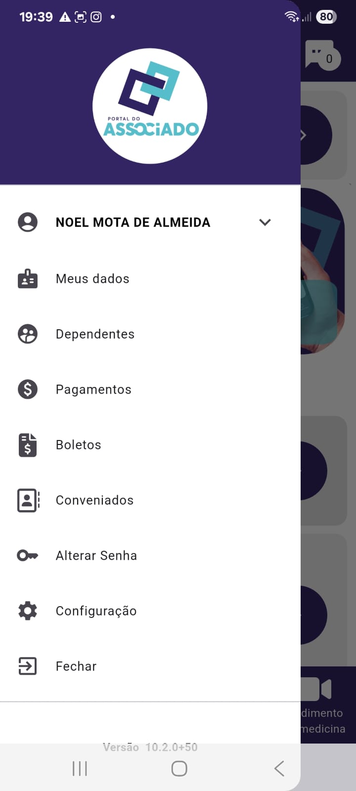 Tela do app